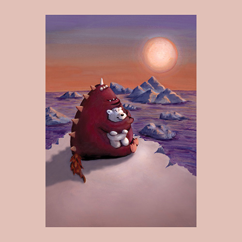 Monster and Friend watching an Arctic Sunset